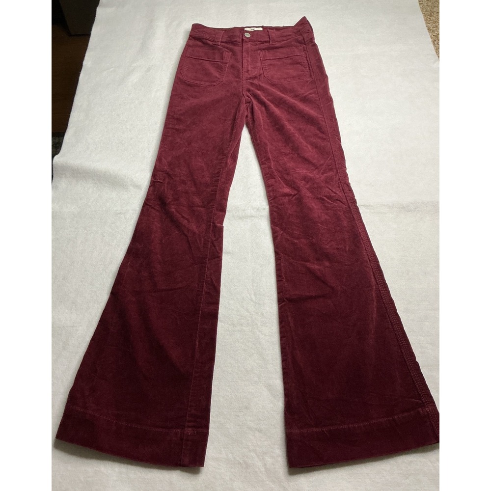 Jordache Vintage Womens Burgundy Corduroy Flare Jeans 25